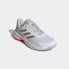 Tennisschuh ADIDAS PERFORMANCE "COURTJAM CONTROL 3", Gr. 42, cloud weiß, iron metallic, lucid rot, Textil, Synthetik, sportlich, Schuhe, geeignet für Hartplatz und Sandplatz