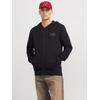 Kapuzensweatjacke JACK & JONES "JJECORP LOGO SWEAT ZIP HOOD", Herren, Gr. M, schwarz (schwarz detail:small print, schwarz), angeraute Sweatware, Obermaterial: 70% Baumwolle, 30% Polyester, unifarben, modisch, regular fit, Langarm Rippbündchen,...