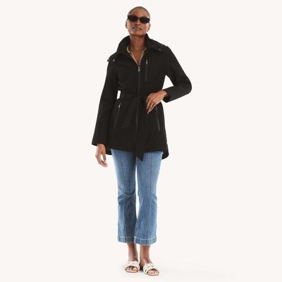 Nautica Women's Belted Lightweight Coat True Black, S