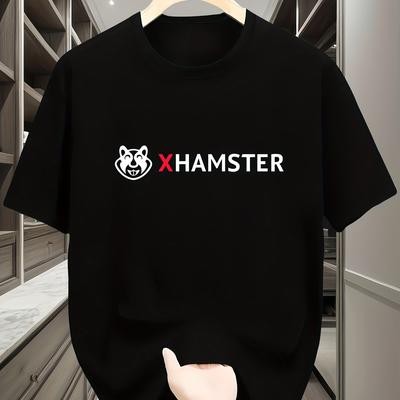 TEMU Men's Graphic T-shirt - Black Casual Summer Tee With White Text & , Soft Polyester Blend, Round Neck, Machine Washable, Casual Summer Wear | Graphic Tee | Smooth Fabric Texture Image