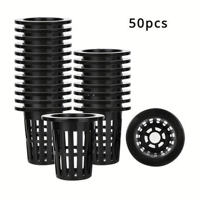 TEMU 50/25pcs Hydroponic Vegetable Planting Basket Balcony Green Planting Soilless Cultivation Cup Root Control Plastic Planting Basket Image