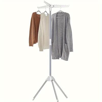 TEMU Sturdy Stainless Steel Floor Standing Clothes Rack - Windproof, No-tool Installation For Of Bags, Clothes & Hats, Drying Racks Image