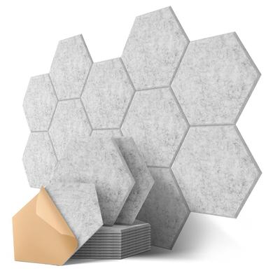 "TEMU 12pcs Self-adhesive Hexagonal Acoustic Panels, 12" X 10" X 0.4" High-density Soundproofing Tiles, Stylish Gray Polyester For Home And Office Decor, Soundproof Wall Panels" Image