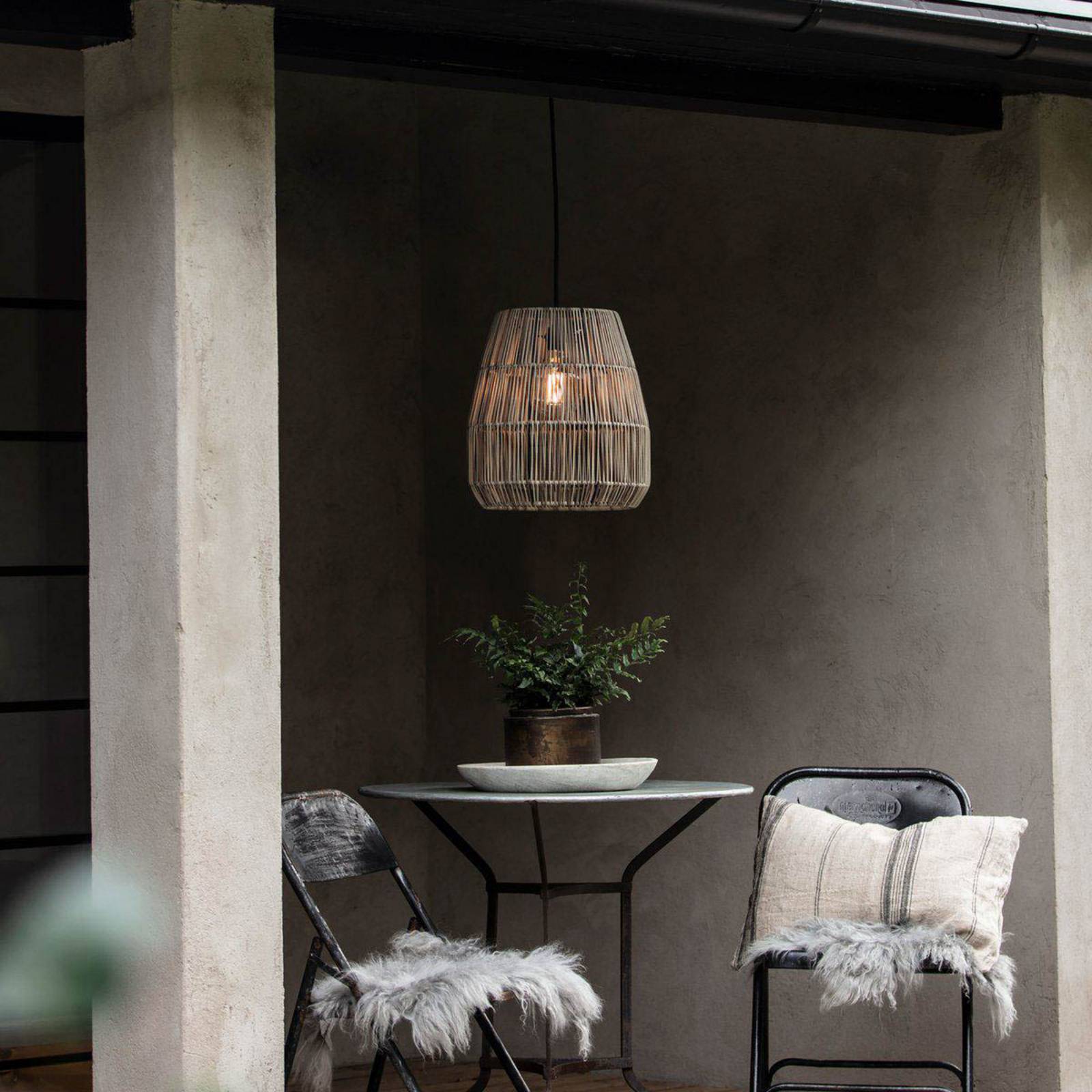 PR Home Außenhängelampe Saigon, grau, Ø 38 cm, Kabel 2,5m dimmbar, alu / grau / zink, Kunststoff