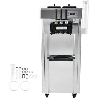 Mophorn - Kommerzielle Eismaschine, 21-31 l/h, 1670W, 3-Geschmacksrichtungen, Edelstahl, LED-Panel,