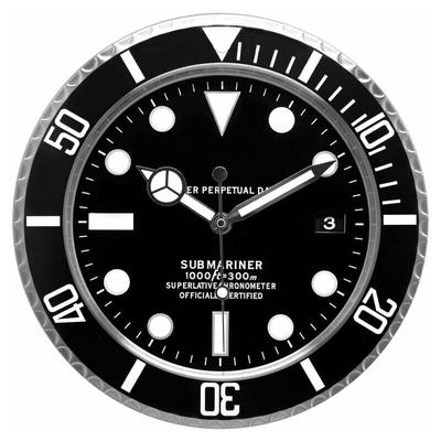 Submariner-Wanduhr. Geeignet für Esszimmer, Wohnzimmer, Studio usw. (mit Kalenderanzeige) (Schwarz) Image