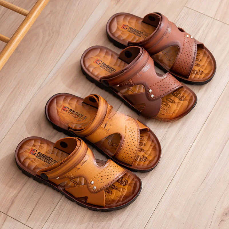 Sommer neue Leders andalen Outdoor Strand Open Toe Hausschuhe Anti-Rutsch-atmungsaktive Dual-Purpose-Schuhe Casual Comfort Sandalen