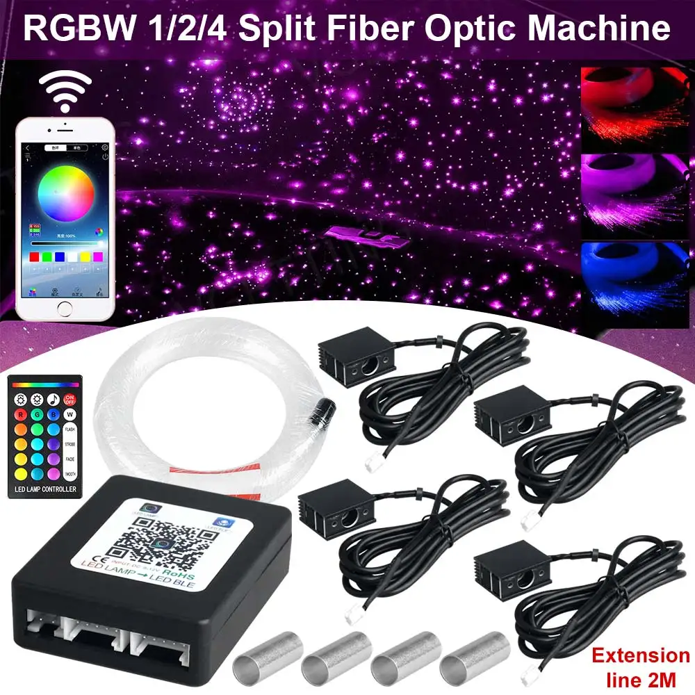 1/2/4 Split Fiber Optic Licht Sternen Himmel Lampe APP Musik Fernbedienung Auto Dach Stern Licht Decke für Auto Hause Image
