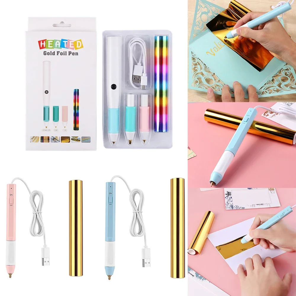 0,8/1,5/2,5/2,5*0,35 MM All-in-one USB Ladung Heizung Heißprägefolie Stift Verwendet auf Papier Schimmernde Akzente Für DIYCraft ProjekT Image