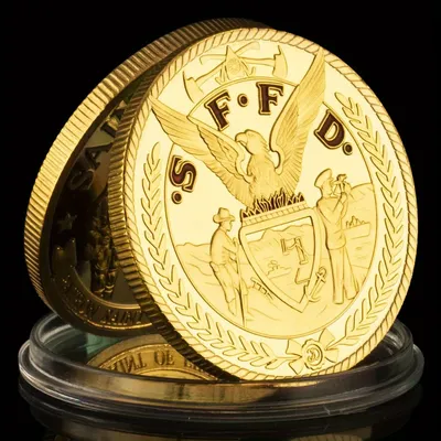 Saint florian Schutzpatron der Feuerwehr leute vergoldet Sammler Souvenir Münzsammlung Gedenkmünze Image
