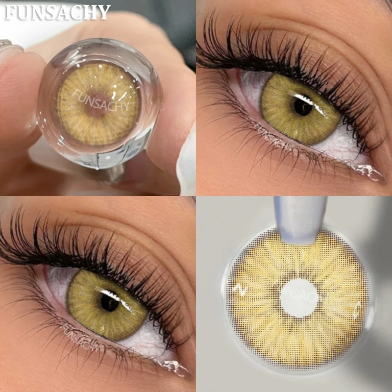 FUNSACHY 1 Paar Linsen der LUCIFER-Serie, modische farbige Kontaktlinsen für Augen, weiche, jährliche braune Kontaktlinsen, Augen-Make-up-Farblinse Image