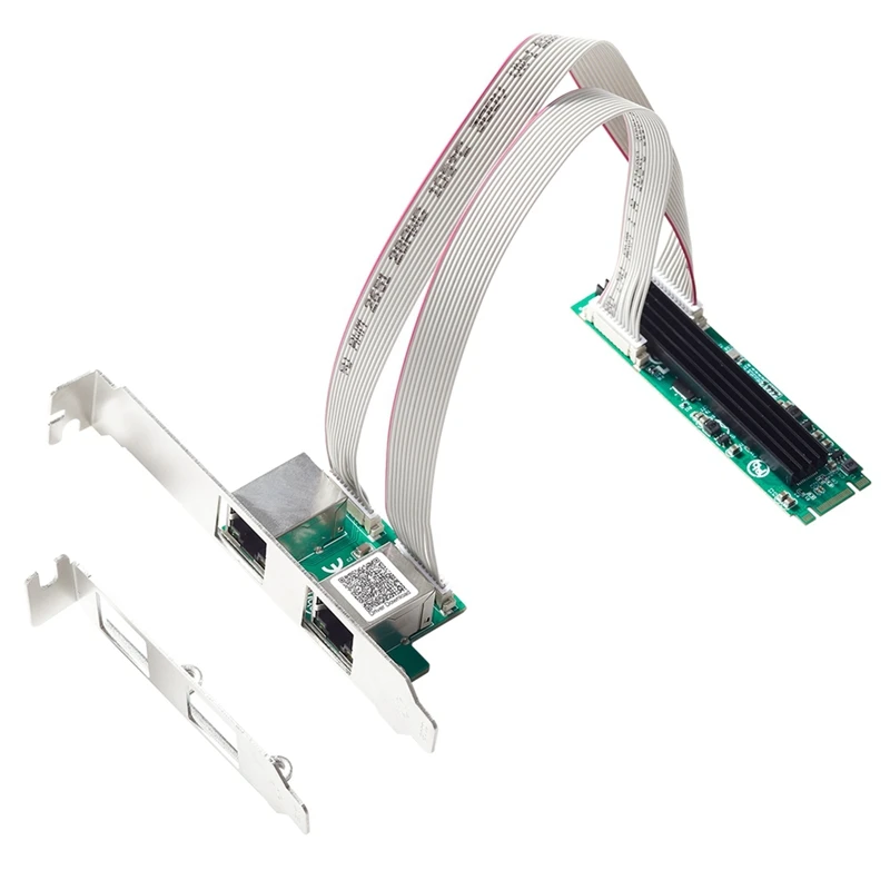ABGZ-M.2 zu Dual Port 2,5G Ethernet NIC Netzwerkkarte M.2 22X80mm Größe B Schlüssel und M Schlüssel 2500 Mbit/s RTL8125B Chipsatz Image