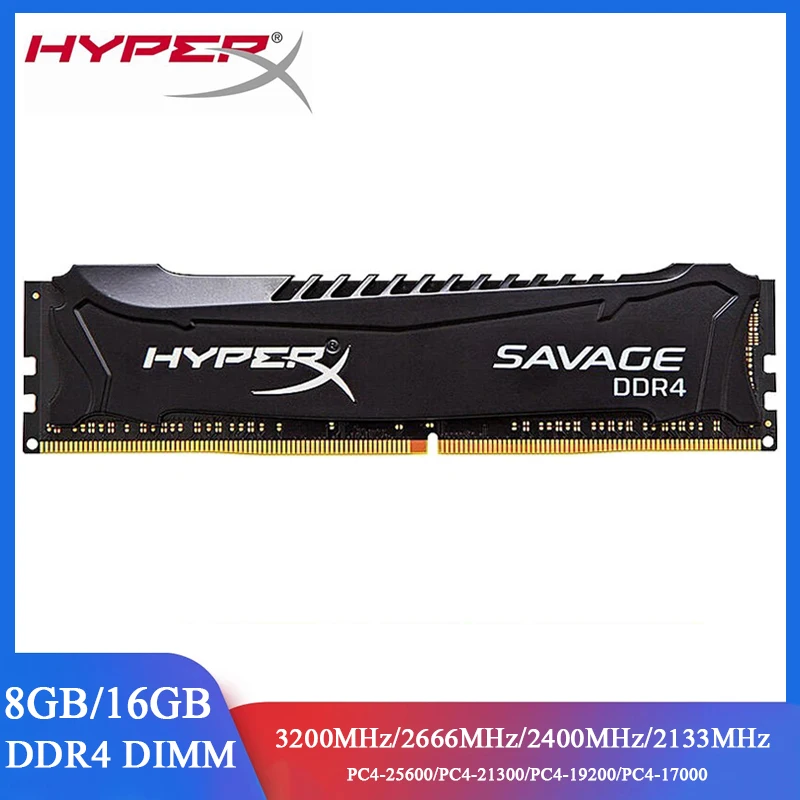 HYPERX SAVAGE Memoria RAM DDR4 8 GB 16 GB 3200 MHz 2666 MHz 2400 2133 MHz Desktop 1,2 V PC4-21300 25600 19200 RAM Gaming DIMM-Speicher Image