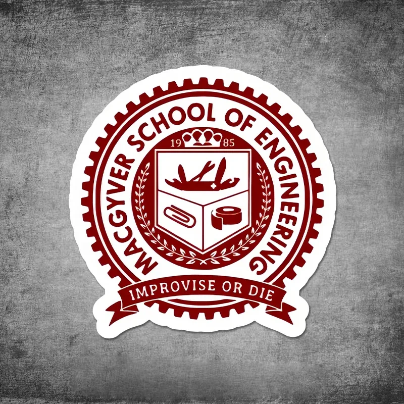 Macgyver School of Engineering Motorrad-Aufkleber, wasserdicht, DIY-Motorrad-Seitenteile, Kraftstofftank, Sonnenschutz, langlebige Vinyl-Aufkleber Image