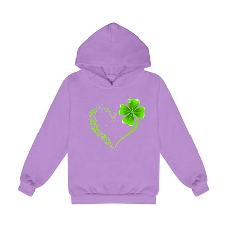 LNMQLPDBS Hoodies for Teen Girls Toddlers Pullover Long Sleeve Sweatshirt Floral Print Spring Tops Kids Girls Loose Casual Sport Blouse Purple 7-8 Years