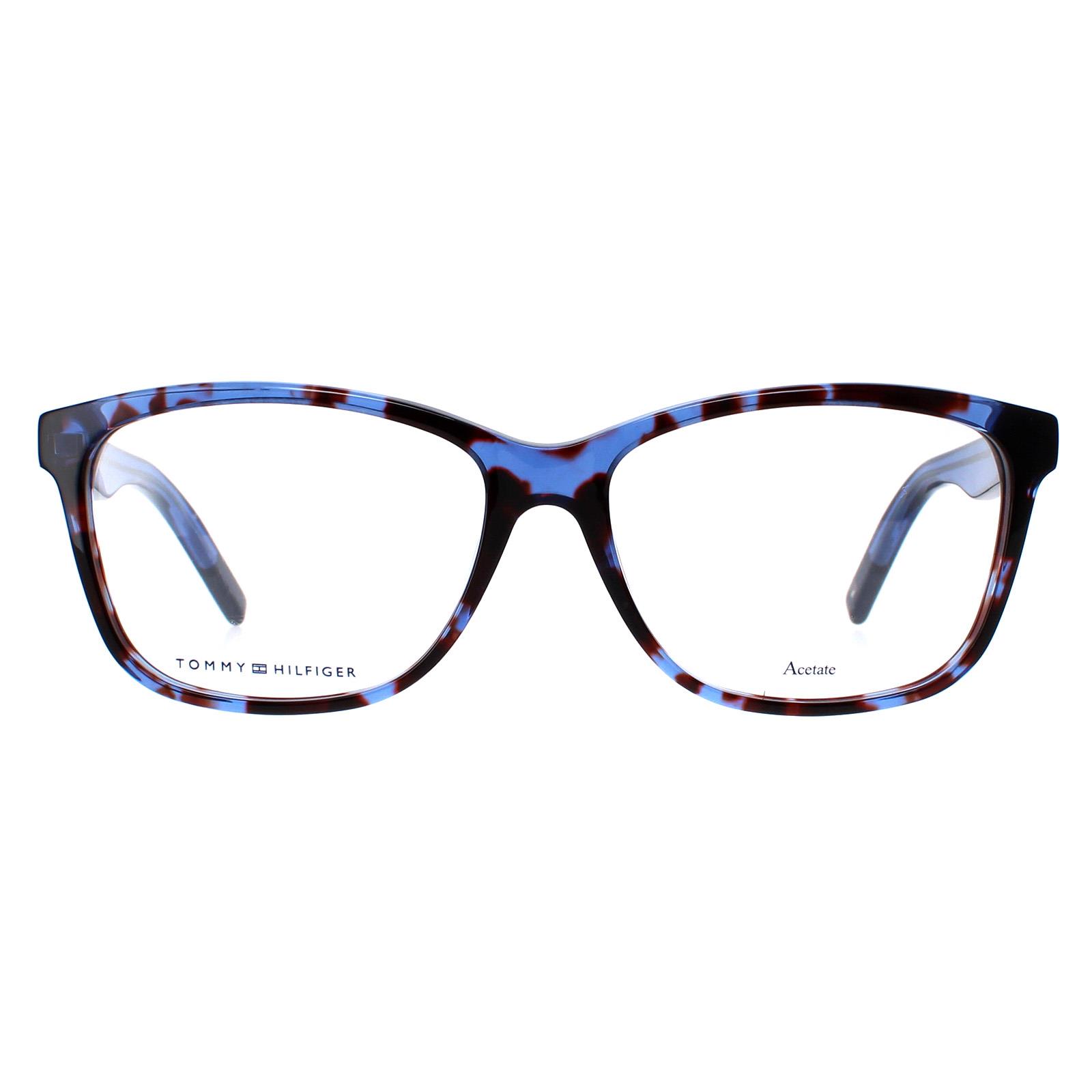 Tommy Hilfiger Rectangle Womens Blue Tortoise Brille Image
