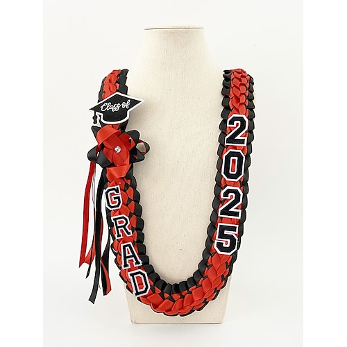 corona di laurea classe 2025 - collana con nastro intrecciato con lettere di laurea e ciondolo a forma di cappello, regalo ricordo fatto a mano per cerimonia di laurea di scuola superiore e università