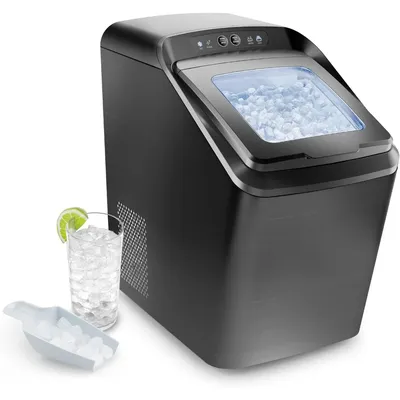 55 pound pebble ice maker, soft chewable granules within 5 minutes, 55 pounds/24 hours, 3-pound