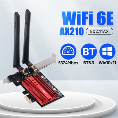 FENVI WiFi 6E AX210 PCIE WiFi Adapter 5374Mbps BT5.3 802.11AX Tri-Band 2.4G/5G/6Ghz Wireless Network