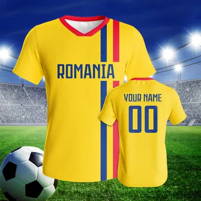 Custom Romania Soccer Jersey Personalized Name Number Quick-Dry Football Shirt Breathable Athletic