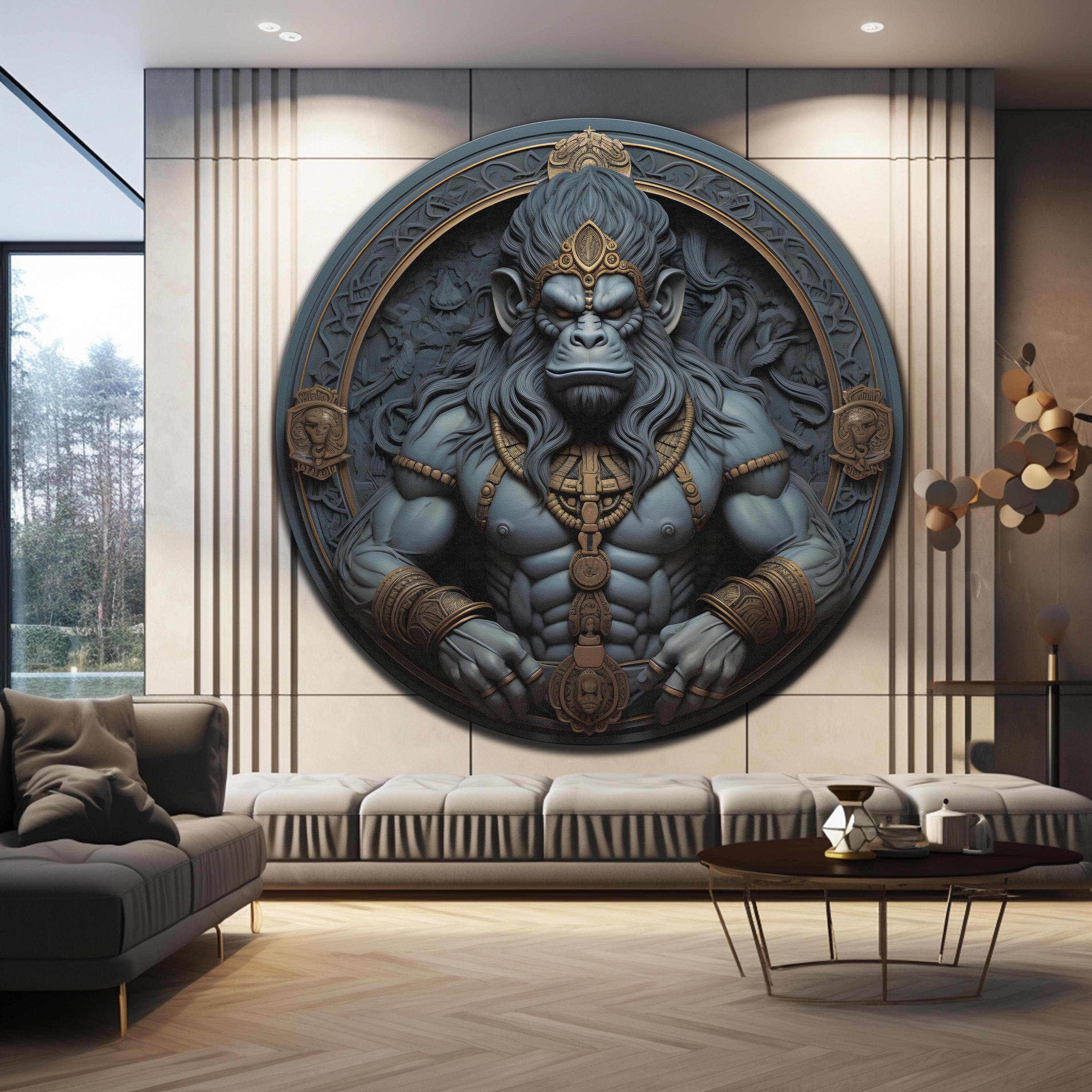 Quadri di Hanuman, quadri in vetro temperato, quadri rotondi in vetro, quadri circolari da parete, grandi quadri in vetro da parete, stampe su vetro,