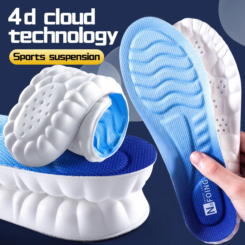 Solette sportive con tecnologia Cloud 4D per scarpe Suola in PU Morbido e traspirante Cuscino per assorbimento degli urti Solette per cure ortopediche