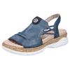 Sandale RIEKER, Damen, Gr. 36, blau (royalblau), Lederimitat, casual, Schuhe, Sommerschuh, Sandalette, Schlupfschuh mit seitlichen Gummizügen