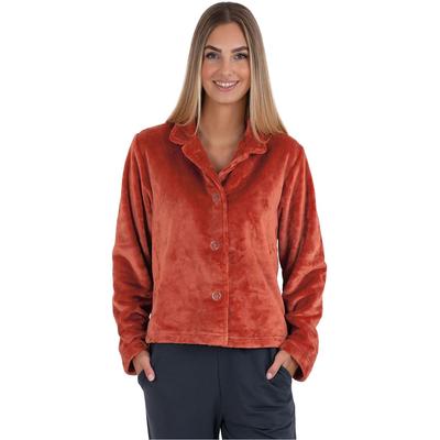 Damenbademantel WEWO FASHION "6603" Gr. 42, rot (cayenne), L:58cm in Gr. 42, Kunstfaser, Hausmäntel, unübertroffen kuschelig Image