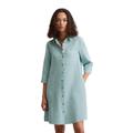 Midikleid MARC O'POLO "in A-Linie geschnitten", Damen, Gr. 42, Normalgrößen, pure teal, Obermaterial: 100% Leinen; Futter: 100% Baumwolle, unifarben, relaxed fit knielang, 3/4-Ärmel Manschette, Kleider