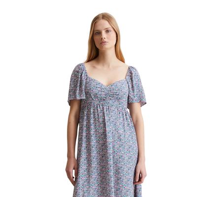 Midikleid MARC O'POLO DENIM "aus LENZING™ ECOVERO™", Damen, Gr. XL, Normalgrößen, blau (medium blau), Obermaterial: 100% Viskose, bedruckt, regular fit wadenlang, Kurzarm Bündchen, Kleider Image