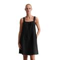 Midikleid MARC O'POLO "aus leichter Qualität", Damen, Gr. 42, Normalgrößen, schwarz, Obermaterial: 100% Leinen; Futter: 100% Nicht verfügbar, unifarben, straight fit kurz, ohne Ärmel, Kleider