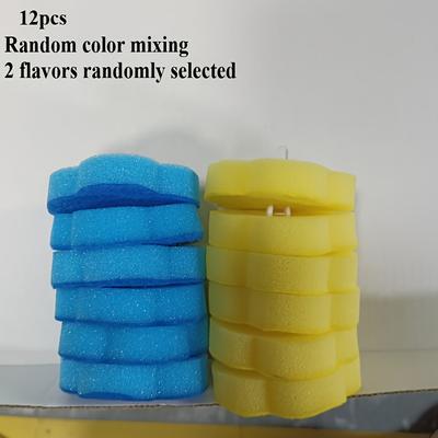 TEMU 12pcs Lemon & Ocean Flavor Sponge Toilet Brush Heads - Soft Yellow, Plastic, Ideal For Bathroom & Toilet Cleaning, Bathroom | Lemon Scented Sponge | Plastic Sponge Holder, Bathroom Decor Image