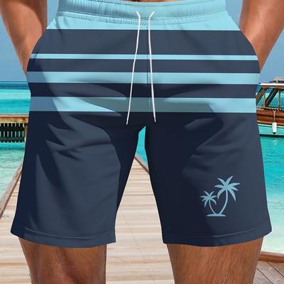 TEMU Essential For Summer , Pools, And Resorts, Stylish Hawaiian Shorts For Men Feature A Drawstring And Trendy Palm Tree Prints. Image