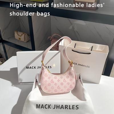 TEMU [urban Chic] Elegant High-end Women's Shoulder Bag - Versatile , Large Capacity, High Quality & Pu Crossbody With Chic Geometric Pattern In Pink, Everyday Use Or Special Occasions, Novelty Purse Image