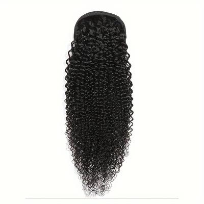 TEMU Day: Ponytail Human Hair Extensions With Clip-in Drawstring Ponytail For Women Hair Ponytail. Fashionable, . Afro Curly. Curly Wave Image