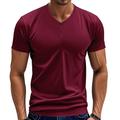 Homme T-shirt Chemise Henley Chemise à manches courtes Manche Courte Col en V Été Uni Mode Designer Basique Pur Vacances Rue Sortir Rouge bordeaux Noir Bleu Roi T-shirt haut de gamme pour homme