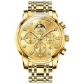 Montre OLEVS 3655 phase de lune classique cadran trois yeux pour homme montre en acier pour homme avec boucle papillon étanche montre à quartz