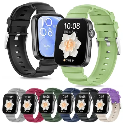 Silikon-Uhrenarmband für Huawei Watch Fit 3, Ersatzzubehör, Sportarmband, Correa-Armband für Huawei Image
