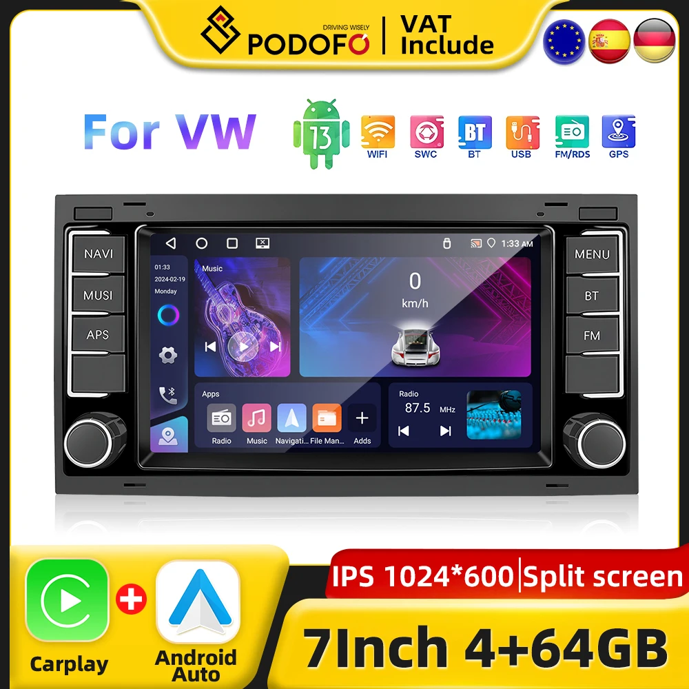 CarPlay Android Car Radio For VW Volkswagen Touareg 2004-2011 Transporter T5 2004-2009 Multimedia Player GPS Stereo Autoradio Image