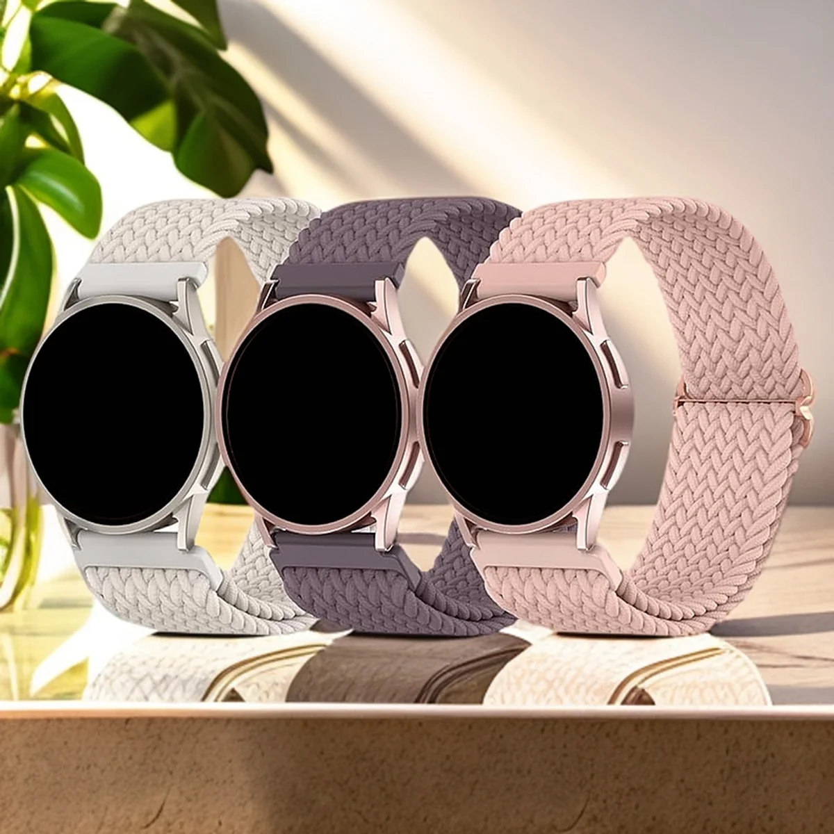 3 Stück Armband für Samsung Galaxy Watch 7/6/5/4 Band geflochtene Schleife dehnbar Ersatz für Garmin Watch/Huawei Watch/Amazfit Watch Image