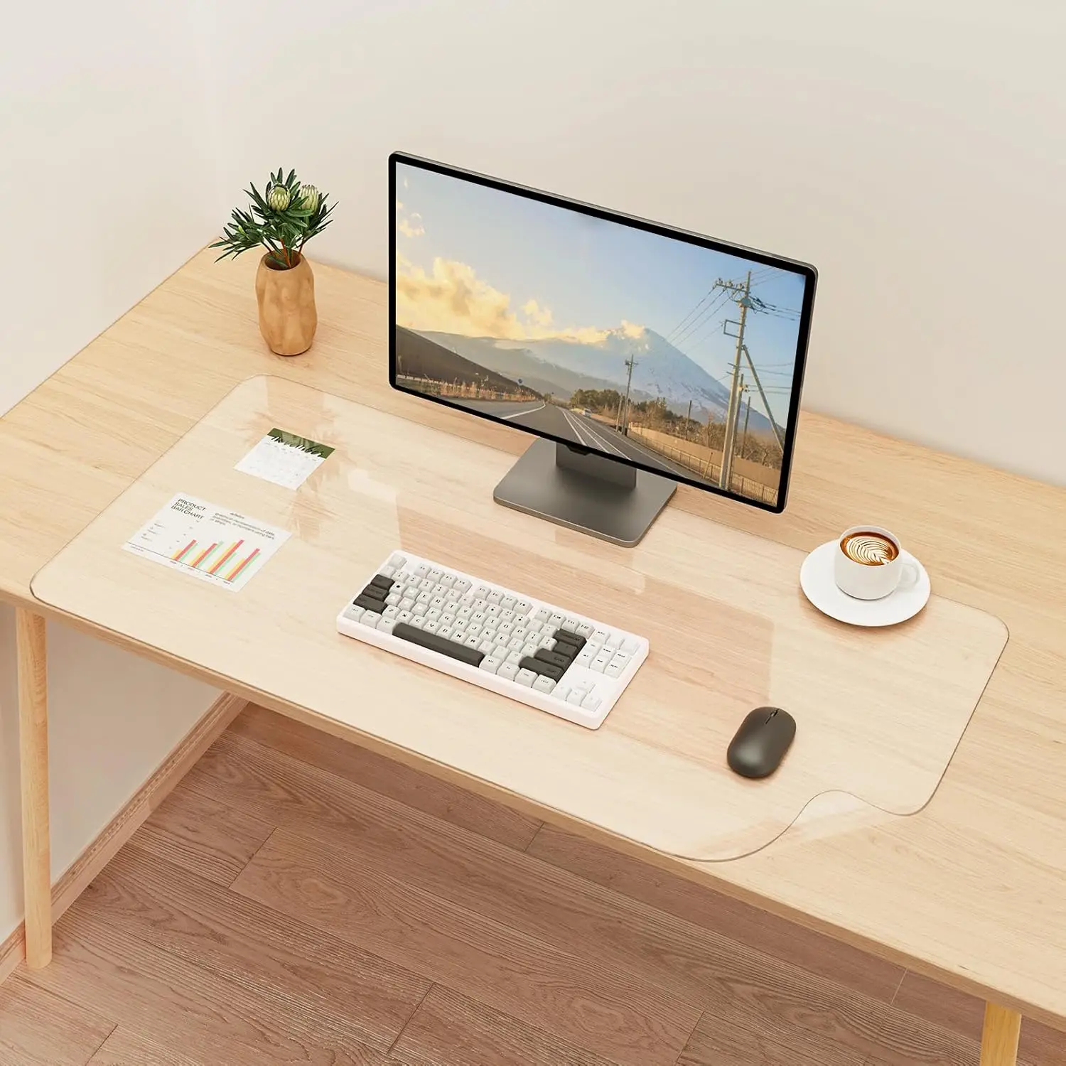 YSAGi Transparentes großes Mauspad, wasserdichte Tischmatte, Schreibtischunterlage, transparente Tischschutzmatte, Schreibtischunterlage für Büro und Zuhause Image