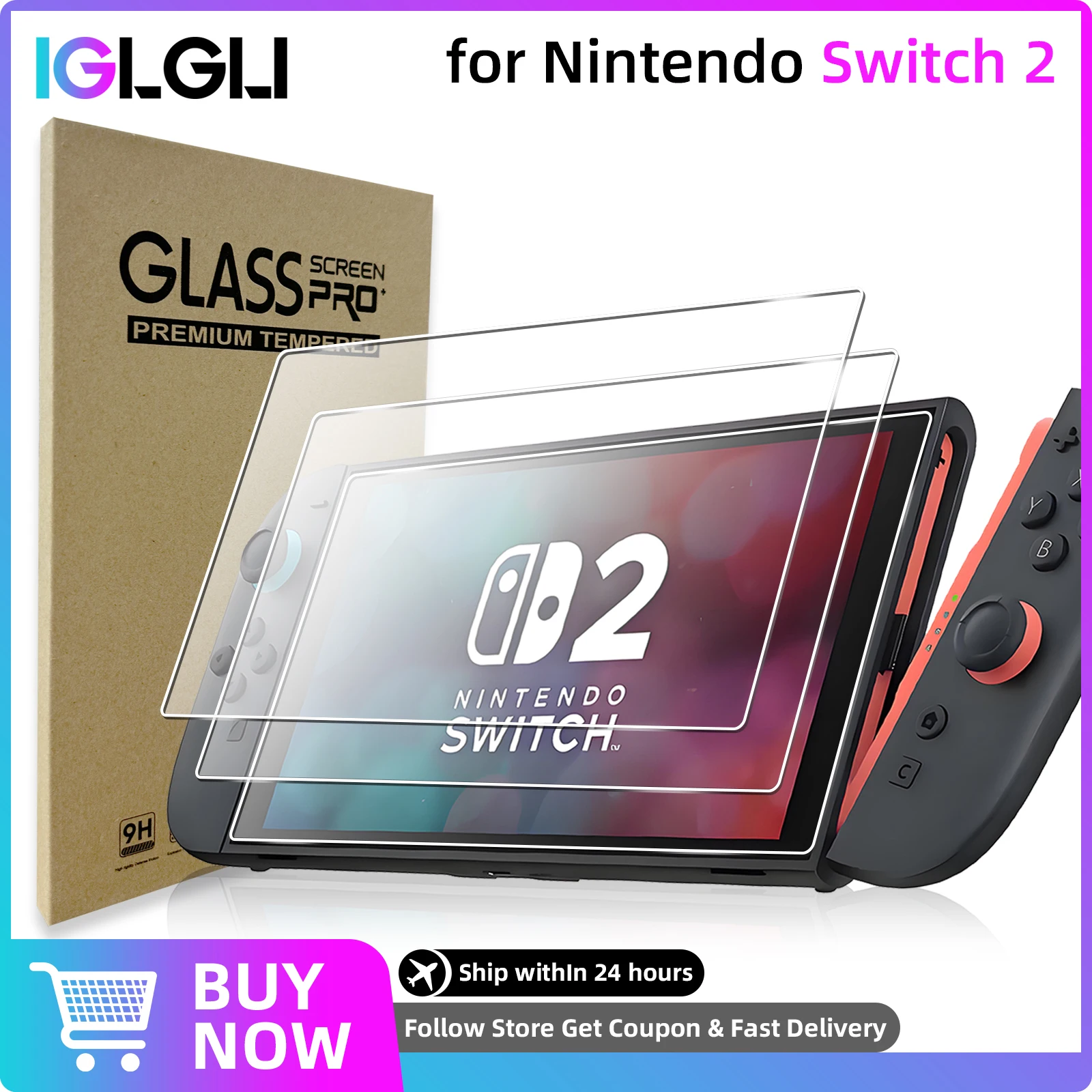 9H gehärtetes Glas für Nintendo Switch 2 Displayschutzfolie, HD Clear Anti-Scratch Protective Film Switch2 Konsolenzubehör Image