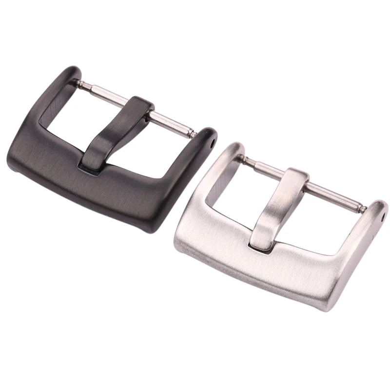Edelstahl Uhren armband Schnalle gebürstet Metall verschluss in Silber und Schwarz Größen 16mm 18mm 22mm Uhren armband Zubehör erhältlich