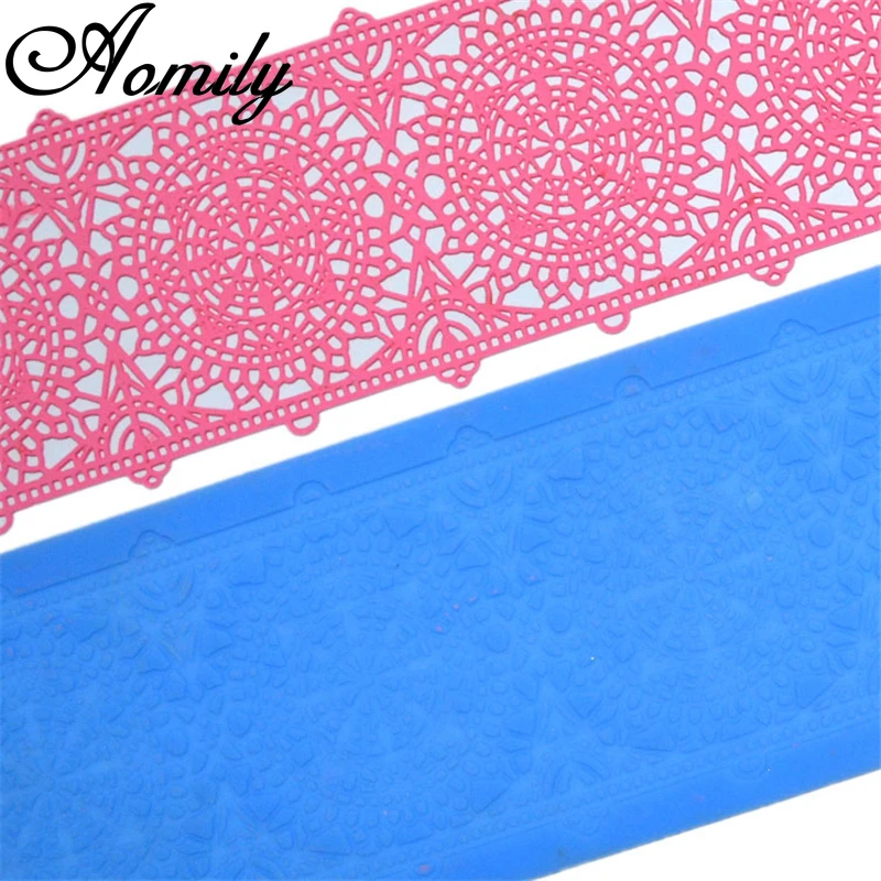 Omily Geometrie Spitze Silikon formen Hochzeits torte Grenze Dekoration Werkzeug Fondant Kuchen 3d Form Lebensmittel qualität Matte Form Backform Image