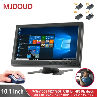 MJDOUD 10.1 Inch Hdmi Car Monitor for TV PC VGA Display Screen with USB Multimedia Player Sub