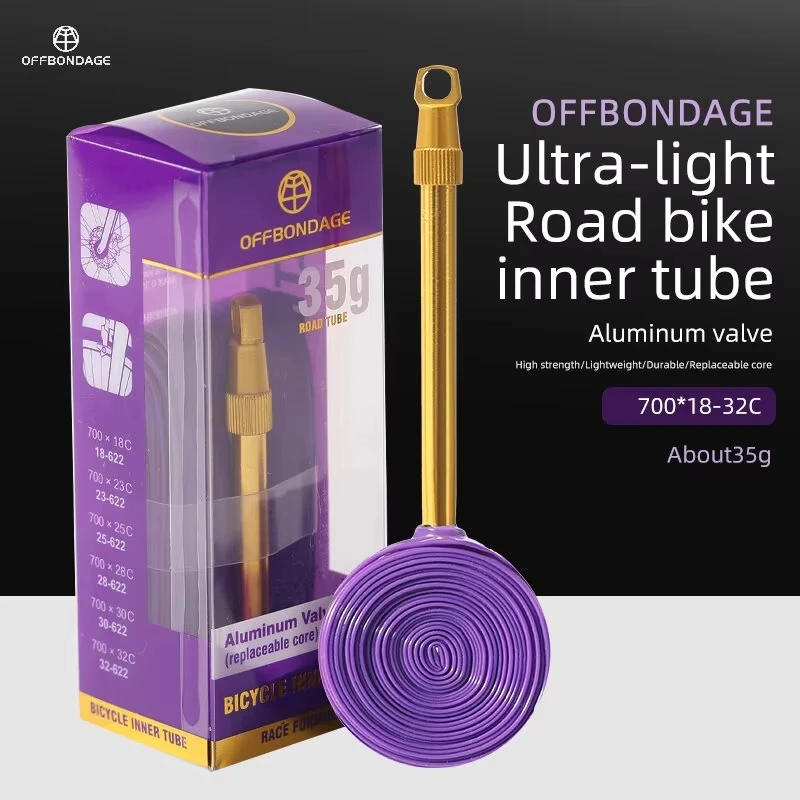OFFBONDAGE Valvola in alluminio Camera d'aria per bici ultraleggera 700C Bicicletta da strada TPU Pneumatico 60 80mm Lunghezza Valvola francese Tubo super leggero
