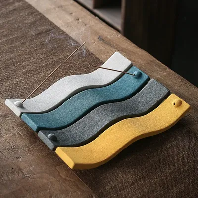Creative rough ceramic thread incense holder, ceramic lying incense stick incense holder, home yoga room handmade decoration