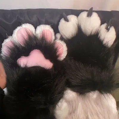 Cute Cartoon Cosplay Costume Gloves Furry Fursuit Kigurumi Plush Cat Paw Gloves Squeaky Kig Thicken