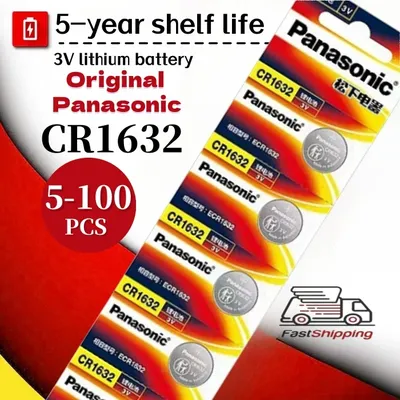 Original Panasonic 5-100PCS CR1632 LM1632 BR1632 ECR1632 Lithium Cell Button Calculator Toy Medical