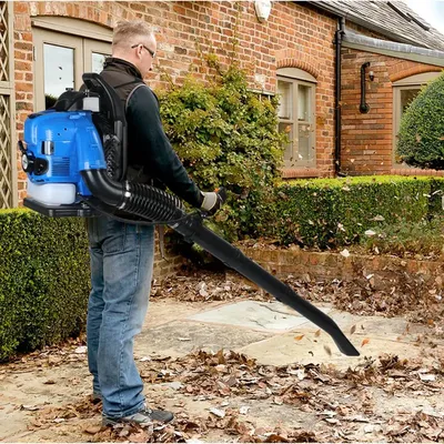 75.6CC Gas-Powered Backpack Leaf Blower - 4-Stroke Engine for Efficient Lawn Care and Yard Cleanup